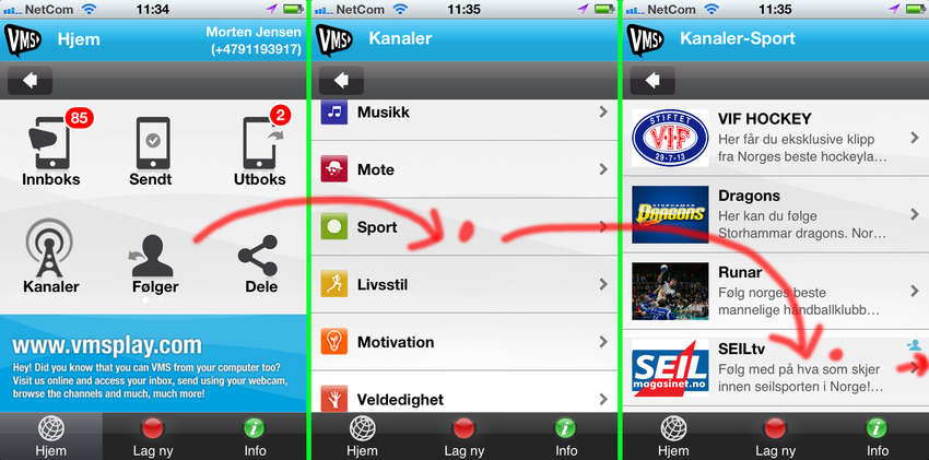 Send video ved hjelp av VMS
